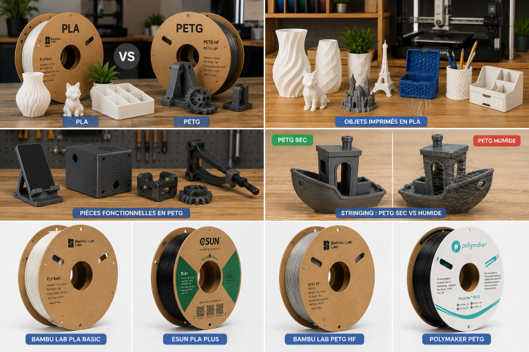 PLA ou PETG : comparaison des filaments pour impression 3D