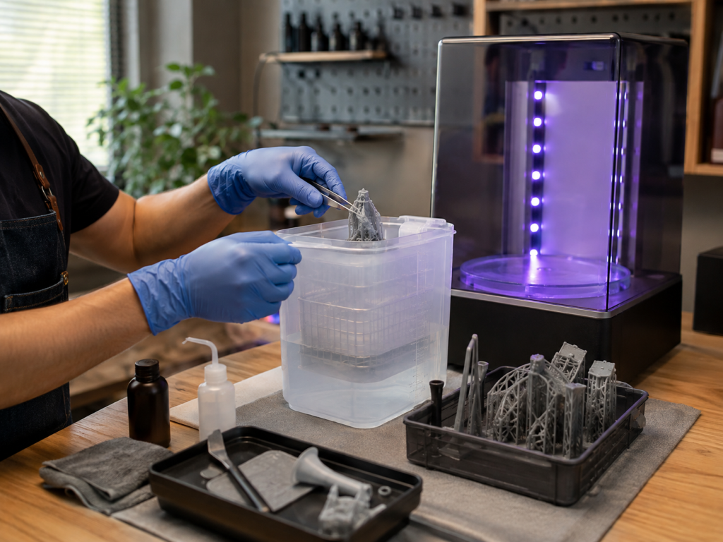 Lavage et post-polymérisation d'une impression 3D résine