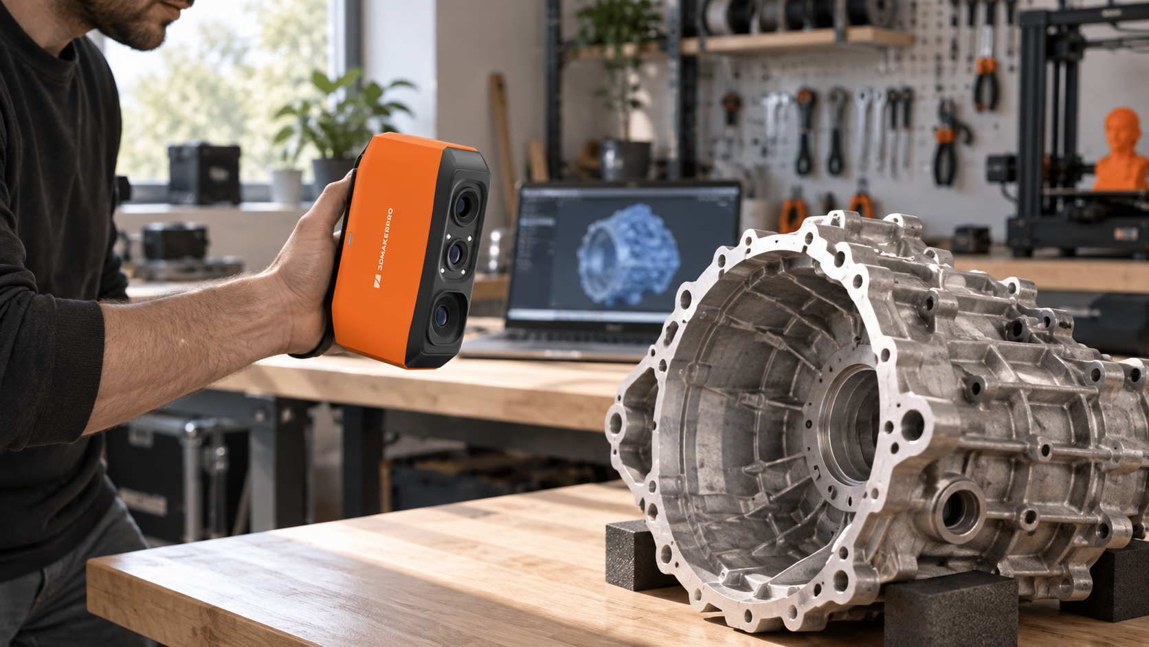 Scanner 3D 3DMakerpro Lynx utilisé pour numériser une grande pièce mécanique